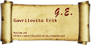 Gavrilovits Erik névjegykártya